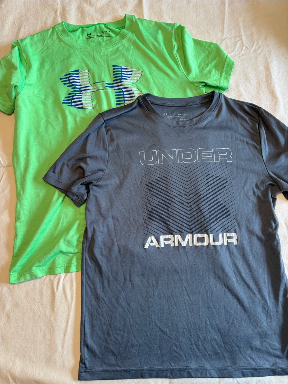 Under Armour Kids Short Sleeve Tees - Neon Green & Gray, Boys Size YLG